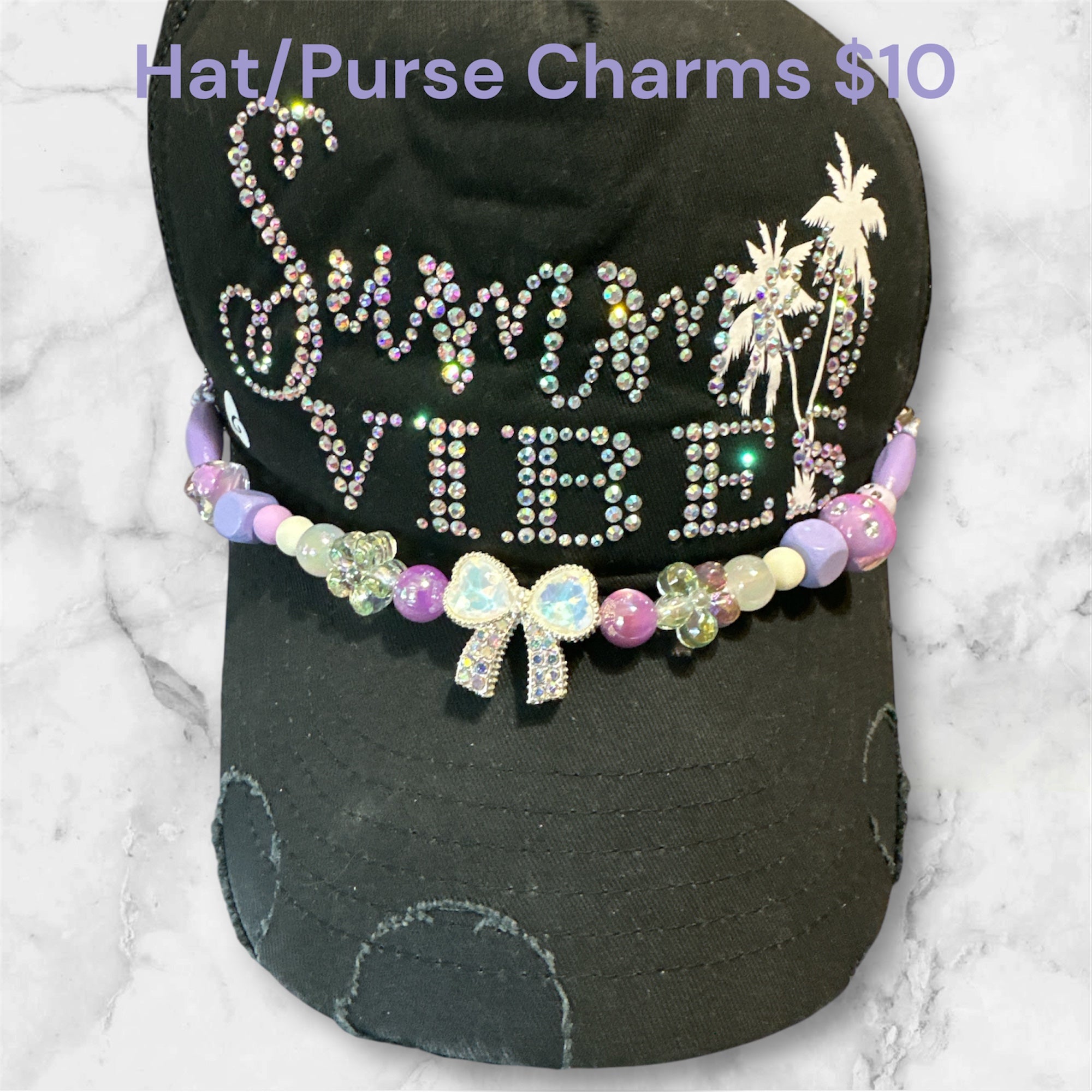 Purple Bow Hat Charm