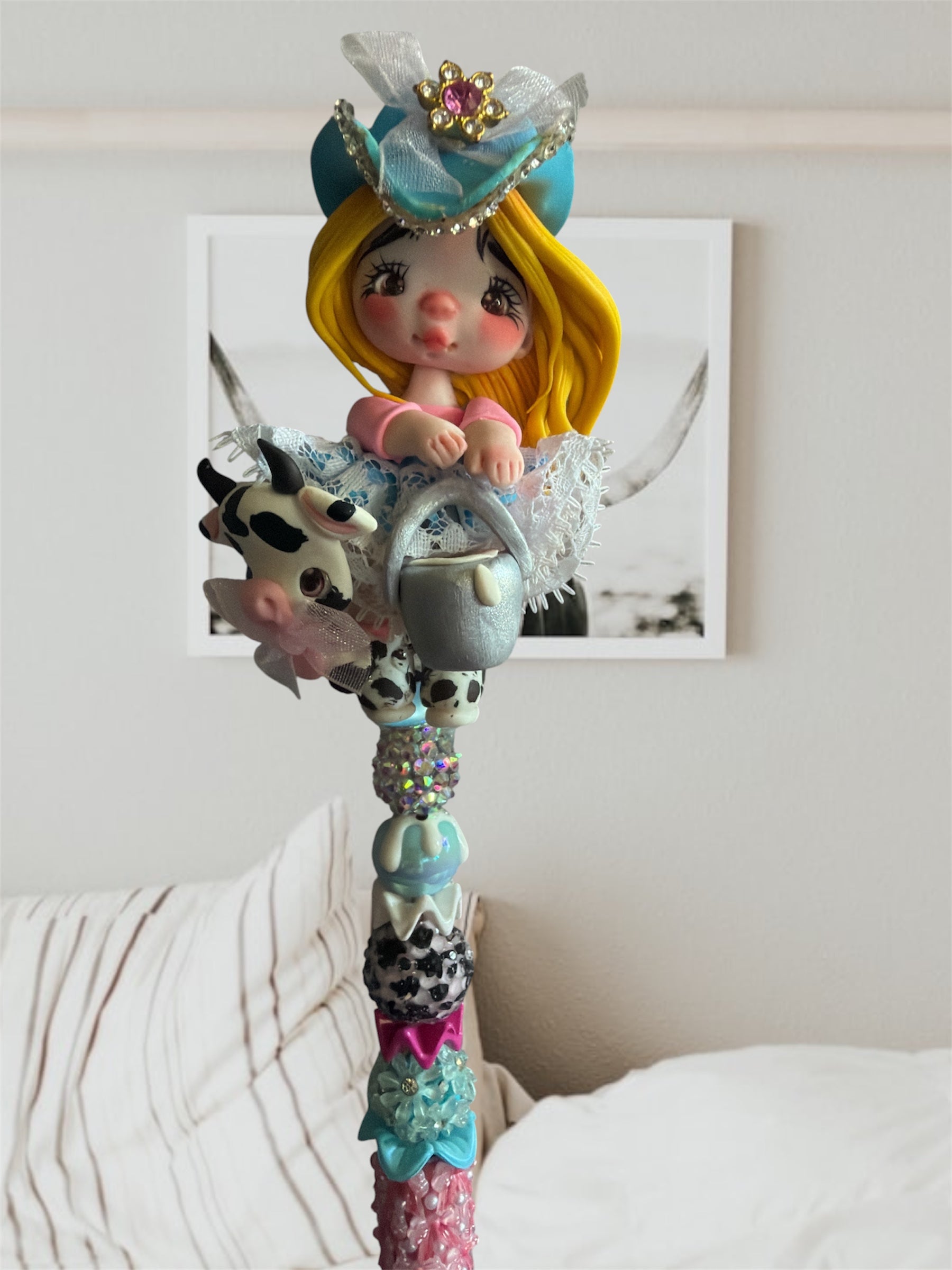 Cowgirl with Cow Premium Clay Pen